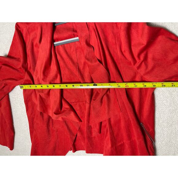 Bagatelle Womens Chic Asymmetric Preppy Suede Open Cardigan Coral Pink Orange LP - Picture 10 of 10